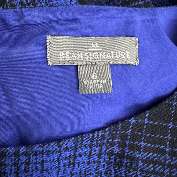 L.L.‎ Bean Signature Dress Womens Size 6 Plaid Blue Black 3/4 Sleeve DR-1715 - Picture 7 of 9